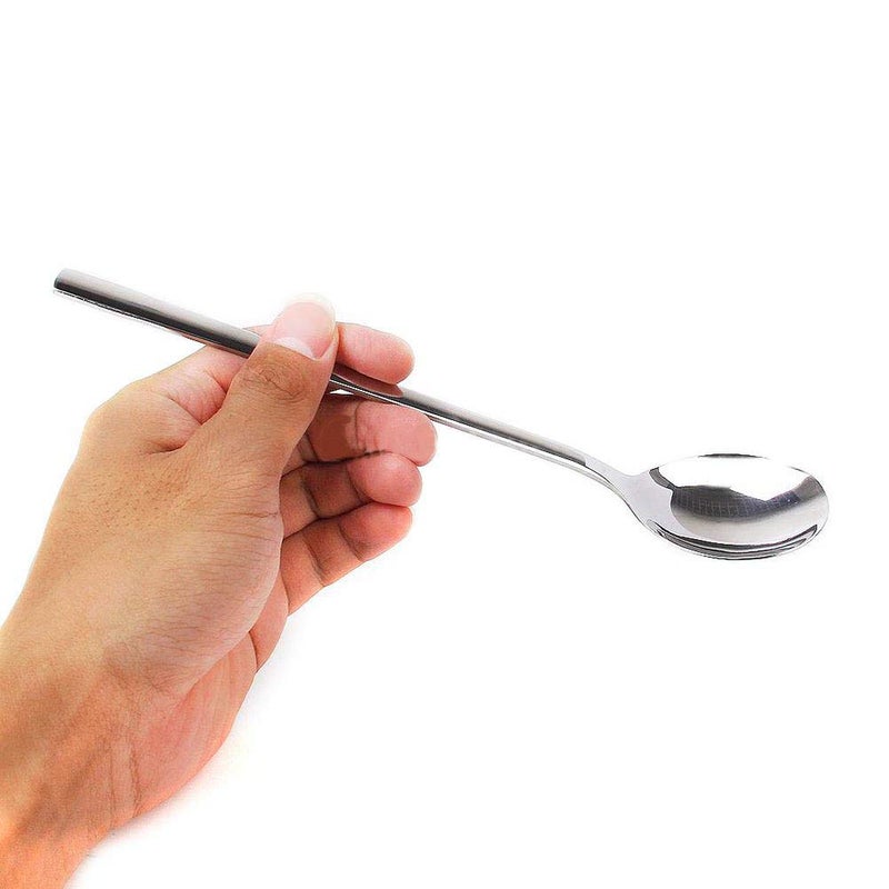 YAPULLYA Reusable Korean Chopstick and Spoon Set, Long Handle Stainless Steel Soup Spoon and Chopsticks, Dishwasher Safe, Set of 3. (Silver) - Image 4